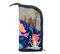 Organizer per borse per trucchi,borse per cosmetici da donna,Sirene carine Oceano colorato,piccola custodia per trucchi