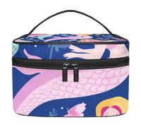 Organizer per borse per trucchi,borse per cosmetici da donna,Sirene carine Oceano colorato,piccola custodia per trucchi