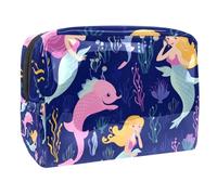 Organizer per borse per trucchi,borse per cosmetici da donna,Sirene carine Oceano colorato,piccola custodia per trucchi