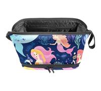 Organizer per borse per trucchi,borse per cosmetici da donna,Sirene carine Oceano colorato,piccola custodia per trucchi