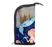 Organizer per borse per trucchi,borse per cosmetici da donna,Sirene carine Oceano colorato,piccola custodia per trucchi