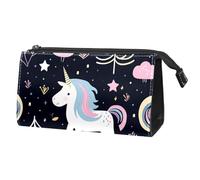 Organizer per borse per trucchi,borse per cosmetici da donna,Strisce colorate e unicorni,piccola custodia per trucchi