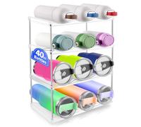 Organizer per bottiglie d'acqua, 4 ripiani, impilabile, organizer per bicchieri da 1180 ml, organizer per tazze da cucina, dispensa, frigorifero, armadio, ripiano in plastica per bottiglie d'acqua (4