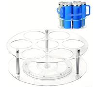 Organizer per bottiglie d'acqua a 7 scomparti, in acrilico, con rotazione di 360 gradi, compatibile con bicchieri di marca da 14 once, 20 once, 850 g, 1134 g, per riporre oggetti compatti (trasparente