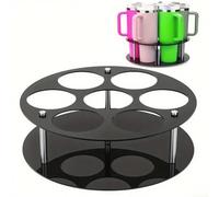 Organizer per bottiglie d'acqua con 7 slot e rotazione a 360 gradi, supporto in acrilico per bicchieri di marca, tra cui dimensioni da 14 once, 567 g, 850 g e 1134 g (nero)