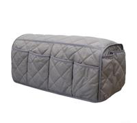 Organizer per bracciolo del divano, antiscivolo, con 14 tasche, in cotone, con telecomando, riviste, per divano, poltrona e letto, con tasca laterale (grigio)