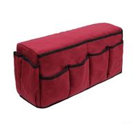 Organizer per bracciolo del divano, con 14 tasche, in cotone, con telecomando, riviste, per divano, poltrona e letto, con tasca laterale (rosso vinaccia)