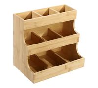 Organizer per bustine da tè, in bambù, con bordi verticali, in legno, per tè sfuso, confezioni da tè, caffè, zucchero e bastoncini di mescolamento