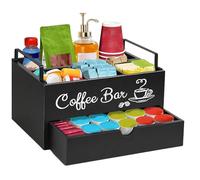 Organizer per caffè in legno, perfetto per controsoffitti, può contenere accessori da caffè, cialde ed elegante scatola per caffè per una postazione del caffè organizzata