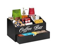 Organizer per caffetteria, cestino da caffè in legno, stile rustico, decorazione da bar, scatola portaoggetti per uso sul piano di lavoro, organizer per bar in fattoria