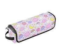 Organizer per capelli 2 in 1 con motivo luna e stella, viola pesca, con cuscinetto resistente al calore, antipolvere, da viaggio, per strumenti caldi, ferro arricciacapelli, piastre volumizzanti