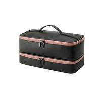 Organizer per Capelli Custodia Organizzatore Borsa Valigetta Contenitore da Viaggio in Pelle Pu con Cinghie di Ritenzione Dedicate Antiurto Adatto a, Nero E Rosa, 16x35x16cm