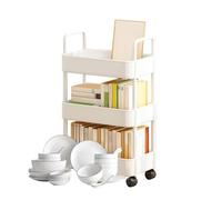 Organizer per carrello, carrello con ruote, 3/4 | Carrello multiuso a gradini con ruote, carrello portaoggetti con manici, adatto per cucina, soggiorno,