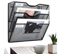 Organizer per carta da parete, scaffale metallico a 3 livelli con vassoi, scatole, classificatore e divisori, portadocumenti da parete con tasche, per scrivania, ufficio, casa, aula e bagno