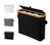 Organizer per carta igienica in bambù con coperchio in bambù, contenitore per carta igienica, porta rotolo WC, organizer per accessori per il bagno