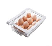 Organizer per cassetti del frigorifero, 2 contenitori estraibili per frigorifero, contenitori in plastica PET per alimenti, per uova, verdure, carne, bianco (5)