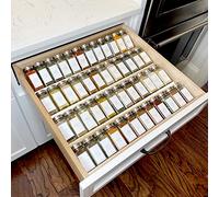 Organizer per cassetti in acrilico trasparente, 4 ripiani, 2 set espandibili da 33 cm a 66 cm, per barattoli e cassetti, vassoio portaspezie da cucina per cassetto/piano di lavoro (barattoli non