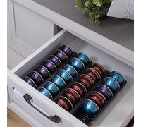 Organizer per cassetti per capsule Nespress Vertuo, vassoio portaoggetti per capsule di caffè, connessione magnetica, colore nero, confezione da 4