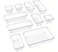 Organizer per cassetti, rettangolare, in plastica PET, scomparti multipli | Design a più scomparti, separa penne e accessori, evita il disordine, ideale per cassetti da scrivania
