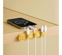 Organizer per cavi, con forte adesivo integrato, è un organizer multifunzionale utilizzato per riordinare i cavi a casa, in ufficio, su scrivanie, telefoni e auto (giallo) LCC575-02