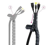 Organizer per cavi flessibile da 25 mm, 3 m, colore nero, ideale per tenere in ordine e proteggere i cavi in spazi diversi.