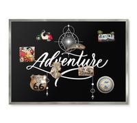 Organizer per Chiavi e Posta 70x50 Ispirazione di viaggio Cornice Argento | Bacheca Magnetica | Pannello Calamitato | da Parete | Organizer | Planning Ufficio | Calamite | Porta Foto | Lista Spesa