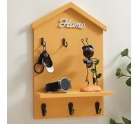 Organizer per chiavi in legno per montaggio a parete con 5 ganci per chiavi in