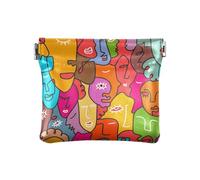 Organizer per chiavi in pelle ecologica in poliuretano, impermeabile, con 1 riga e faccia primitiva colorata, per ragazze e signore, Moderna 1 Linea Primitiva Viso Colorato, 1 Size, Accessorio da