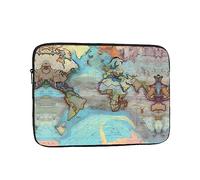 Organizer per computer portatile con stampa cartina del mondo dei cartoni animati, 38,1 cm, perfetto per lavoro casual o scuola borsa per il trasporto