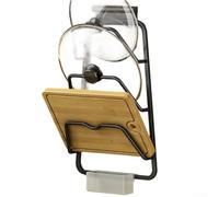 Organizer per coperchio della pentola per armadio da cucina, scaffale in alluminio spaziale con vassoio di scarico rimovibile, supporto senza foratura per coperchi piatti a cupola, portaoggetti sotto