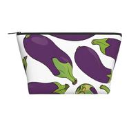 Organizer per cosmetici a forma di melanzana trapezoidale con disegni animati, trousse per il trucco, trousse grande, organizer per ufficio e viaggi.