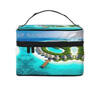Organizer per cosmetici con illustrazione delle Maldive - Trousse da viaggio ispirata al paradiso