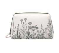 Organizer per cosmetici con stampa floreale e erbe botaniche, antiurto, con ampia apertura a cerniera, per viaggi, Oro, One Size