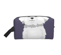 Organizer per cosmetici di grande capacità, borsa da viaggio per il trucco da donna, cane Bichon Frise bianco