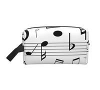 Organizer per cosmetici di grande capacità, borsa da viaggio per il trucco da donna, con scale di note musicali nere