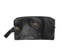 Organizer per cosmetici di grande capacità, borsa da viaggio per il trucco da donna. Cucciolo di Labrador nero, cane carino.