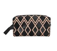 Organizer per cosmetici di grande capacità, borsa da viaggio per il trucco da donna, in rame e diamanti neri Geo.