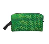 Organizer per cosmetici di grande capacità, colore verde pelle di serpente, borsa da viaggio per il trucco da donna
