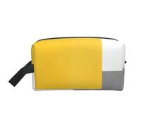 Organizer per cosmetici di grande capacità, con blocco geometrico bianco e giallo, borsa da viaggio per il trucco da donna