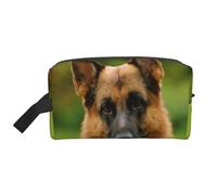 Organizer per cosmetici di grande capacità, con stampa di pastore tedesco felice, borsa da viaggio per il trucco da donna