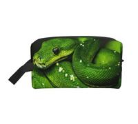 Organizer per cosmetici di grande capacità, modello Snake Green Rettile, borsa da viaggio per il trucco da donna
