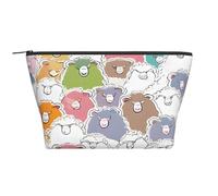 Organizer per cosmetici trapezoidale a forma di pecora colorata e graziosa, borsa per il trucco, trousse grande, organizer per ufficio e viaggi.