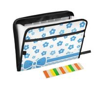 Organizer per documenti a fisarmonica con tasca a forma di fiore, blu, 13 tasche, formato A4, con chiusura a cerniera per organizer per documenti