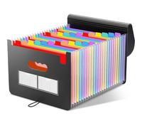 Organizer per documenti a fisarmonica, formato lettera interna, espandibile, impermeabile, con etichette, grande capacità, organizer per ufficio (37 griglie nere scoperte)