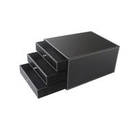 Organizer per documenti A4 in pelle nera con cassetto a 3 strati, per ufficio, elegante armadio da scrivania per uso domestico e aziendale