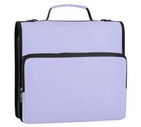 Organizer per documenti con cerniera, 3 raccoglitori ad anelli da 3,8 cm, con anello a D, viola lavanda e custodia per cartelle scolastiche, con tracolla