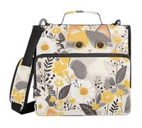 Organizer per documenti da ufficio con 3 anelli da 3,8 cm, con tracolla, multi-tasca, per studenti di medie dimensioni, colore: giallo