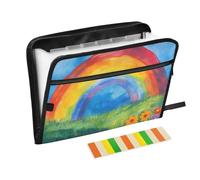 Organizer per documenti di carta con fiori arcobaleno, 13 tasche, formato A4, con chiusura a cerniera, per documenti e cartelle