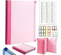 Organizer per documenti Folio espandibile A4/Lettera, cartella a fisarmonica con multitasche, raccoglitore in caso mi manchi per contratti, ricevute e viaggi in ufficio pink