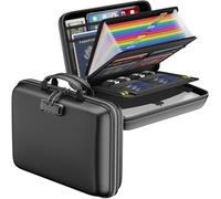 Organizer per documenti ignifugo con serratura, custodia rigida, scatola portadocumenti ignifuga con 13 scomparti, cartella portadocumenti a fisarmonica, cassaforte portatile per casa, ufficio e